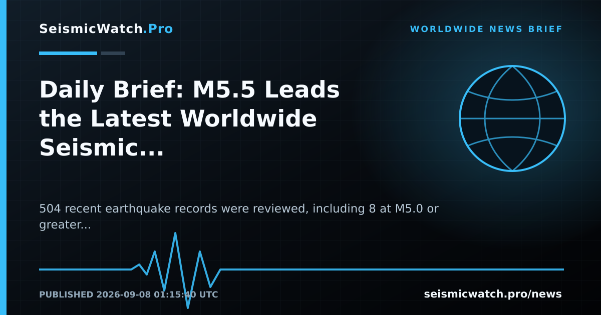 News card for Daily Brief: M5.5 Leads the Latest Worldwide Seismic Record