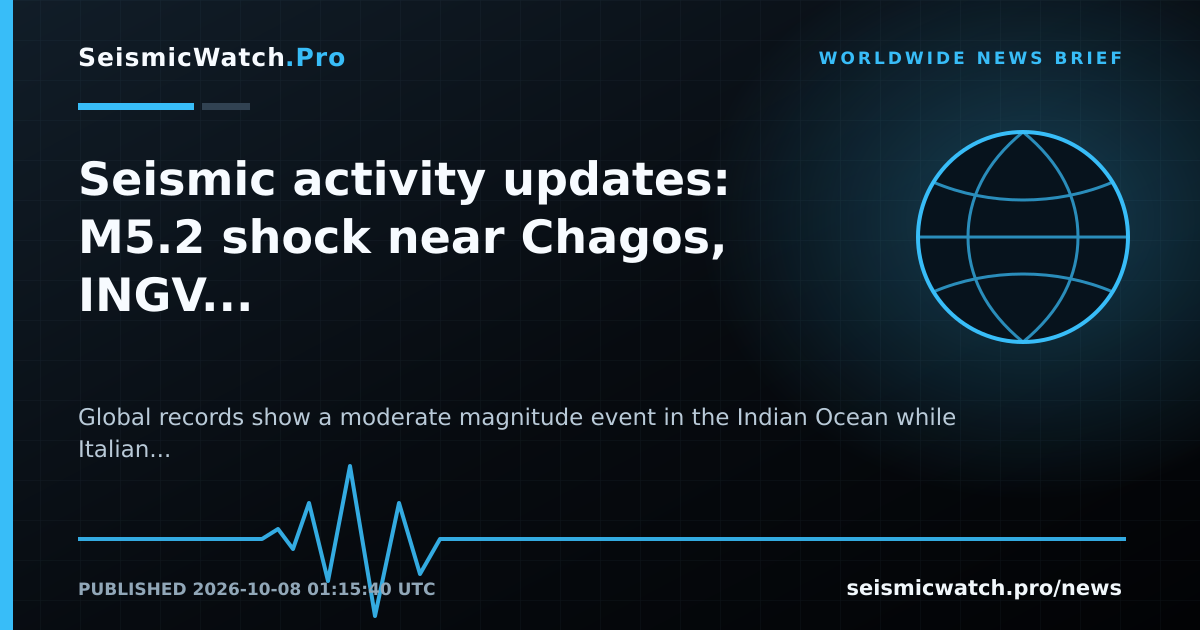 News card for Seismic activity recorded in the Chagos region; INGV clarifies Etna project involvement