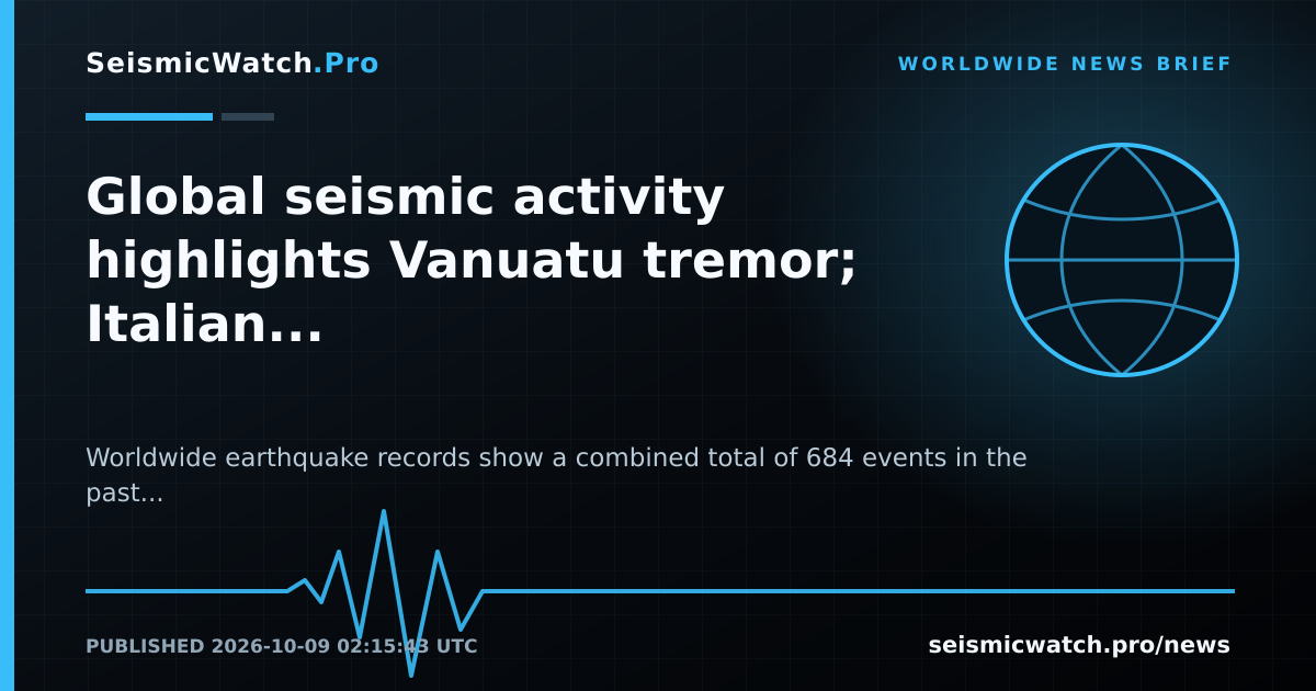 News card for Global seismic activity highlights Vanuatu tremor and ongoing volcanic unrest in Italy
