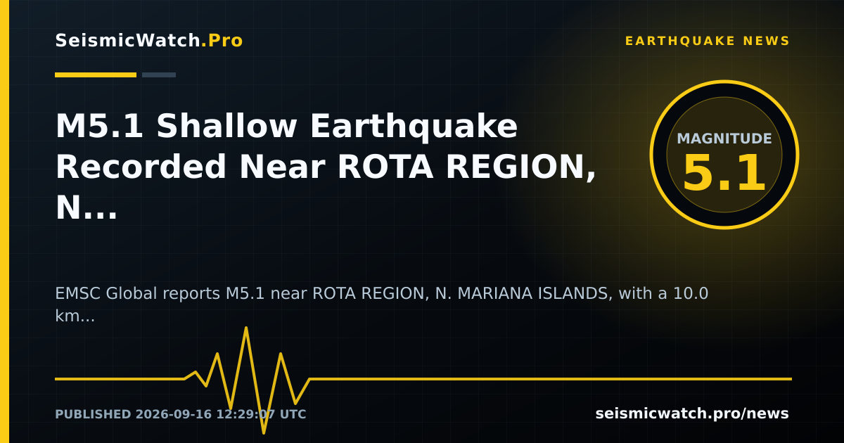 News card for M5.1 Shallow Earthquake Recorded Near ROTA REGION, N. MARIANA ISLANDS