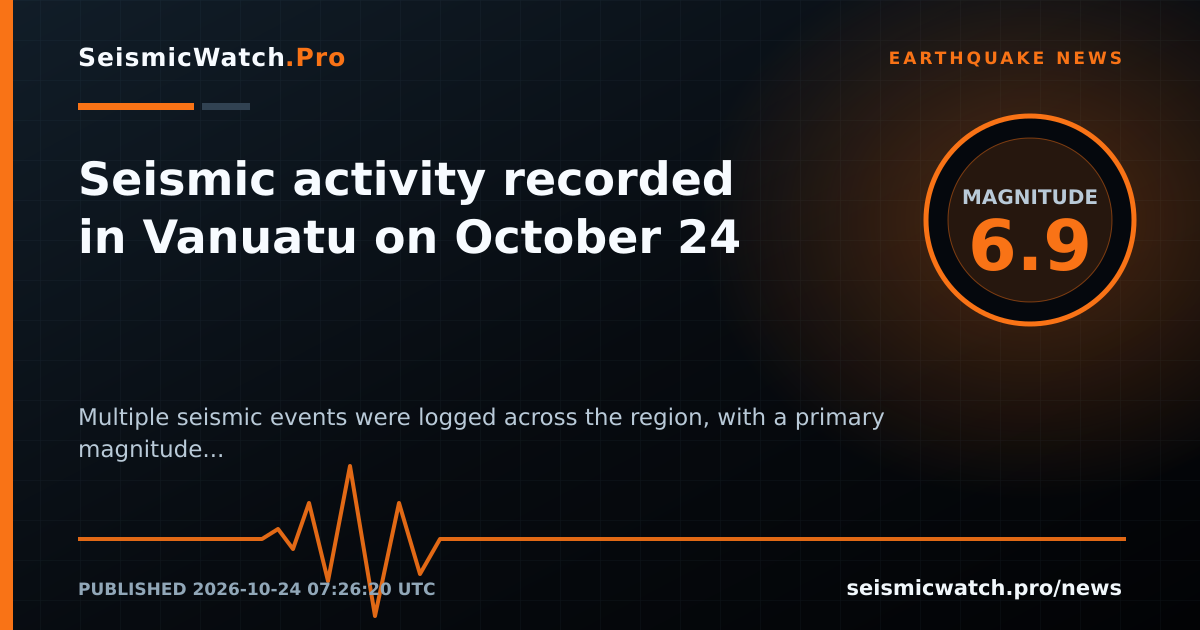 News card for M6.9 Earthquake Near VANUATU Carries Provider Tsunami Flag