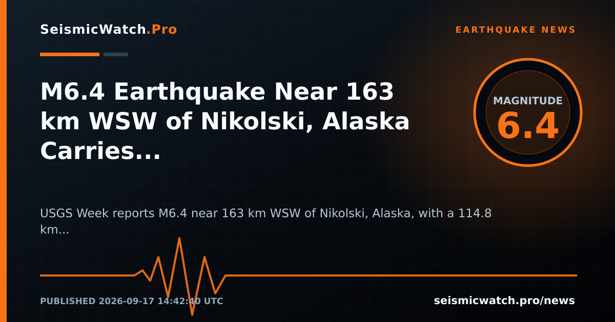 News card for M6.4 Earthquake Near 163 km WSW of Nikolski, Alaska Carries Provider Tsunami Flag