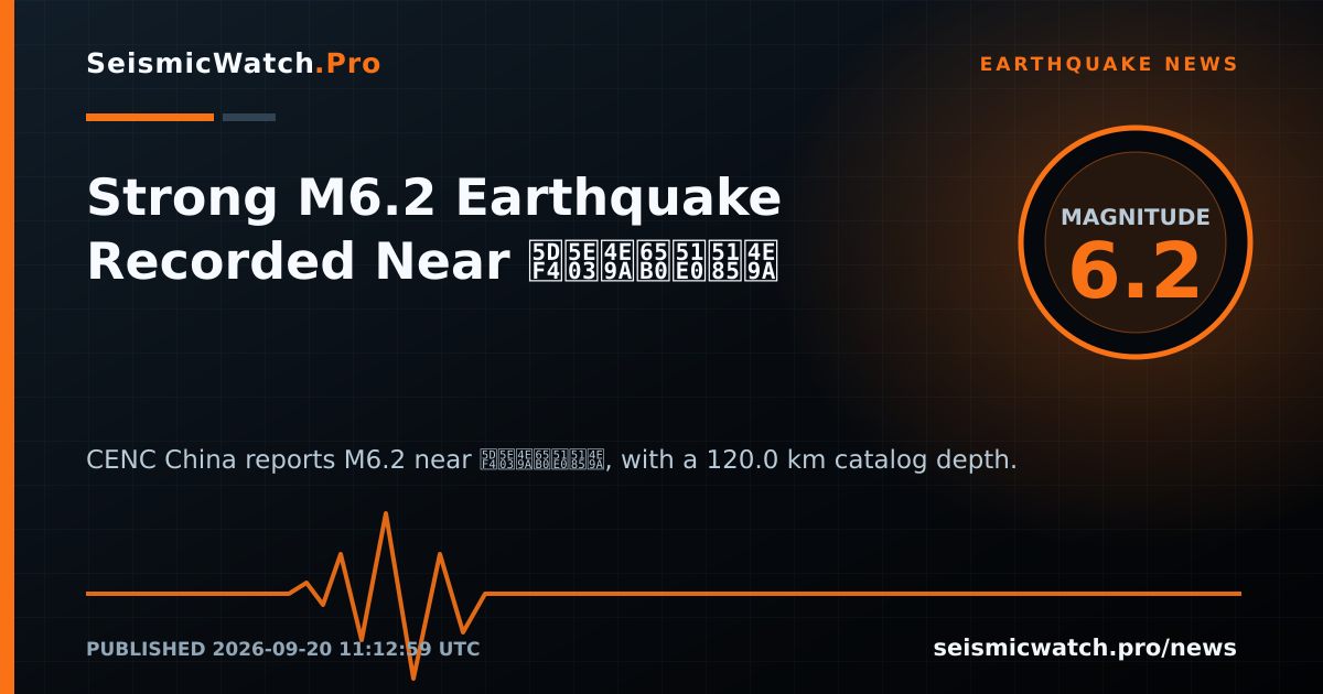 News card for Strong M6.2 Earthquake Recorded Near 巴布亚新几内亚