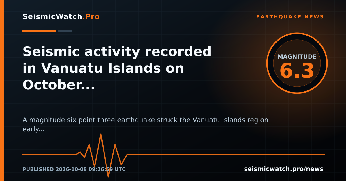 News card for Seismic activity recorded in Vanuatu Islands on October 8th