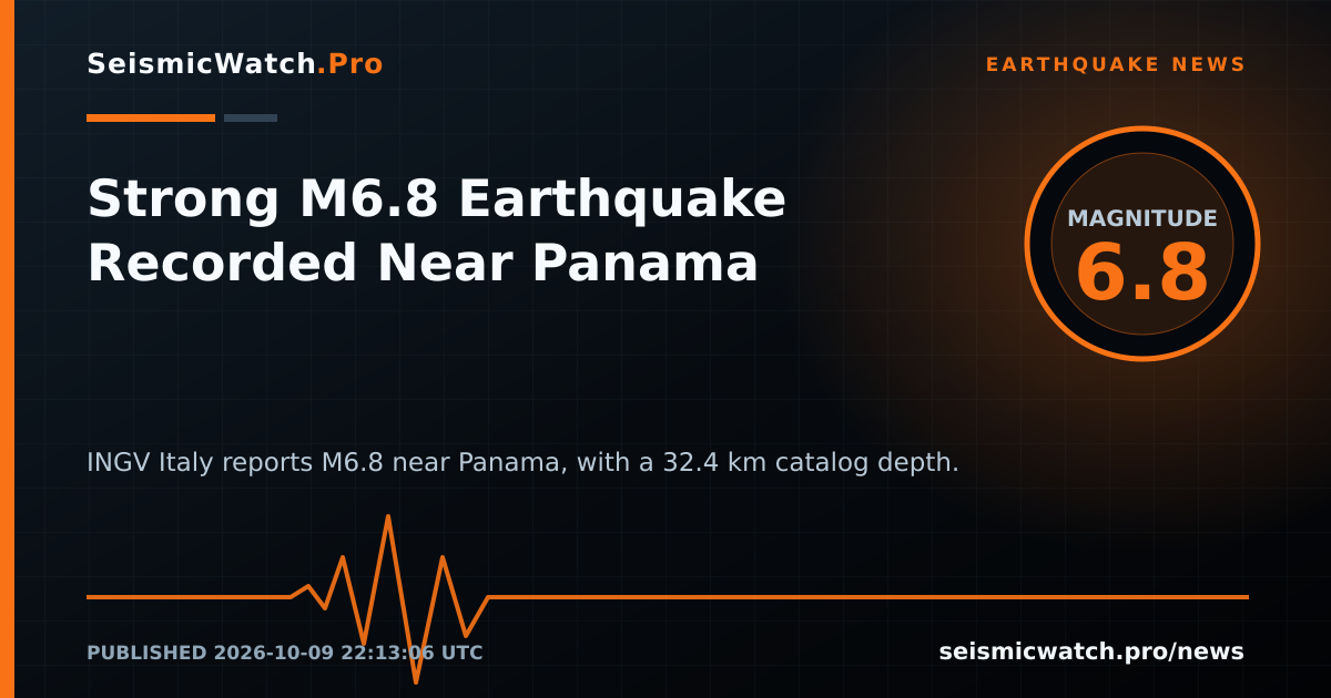 News card for Seismic Activity in Panama Recorded on October 9th