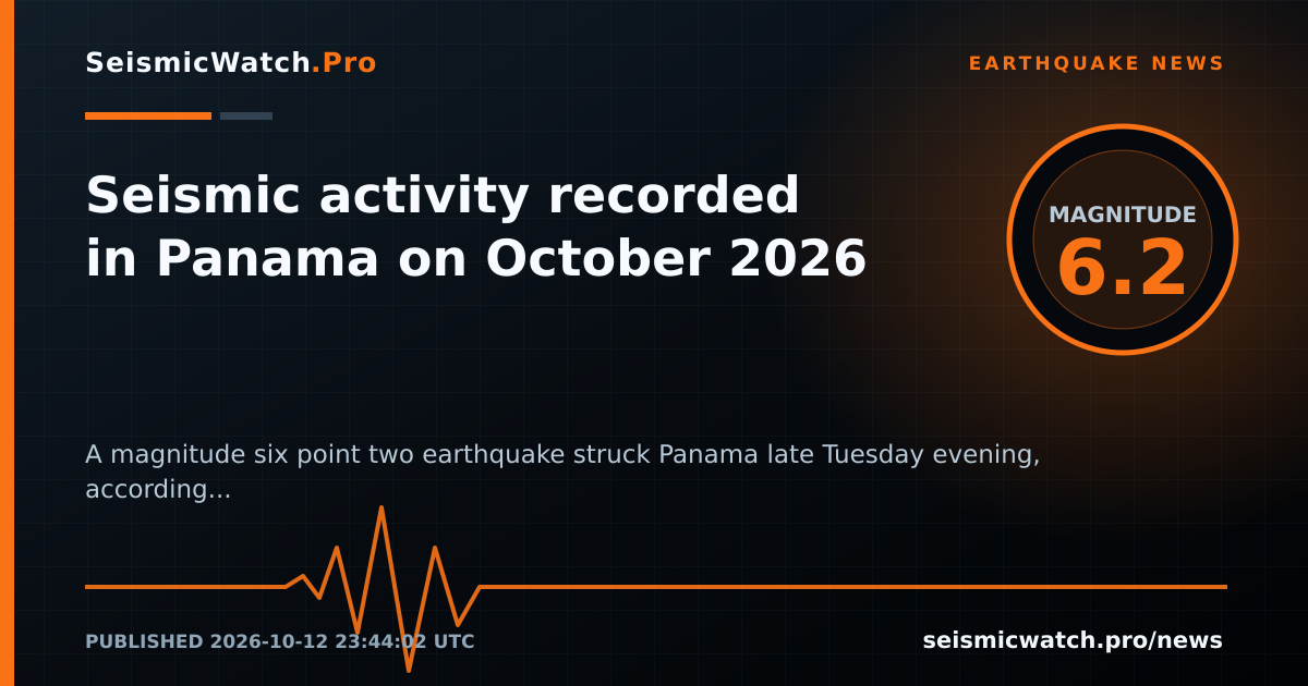 News card for Seismic activity recorded in Panama on October 2026
