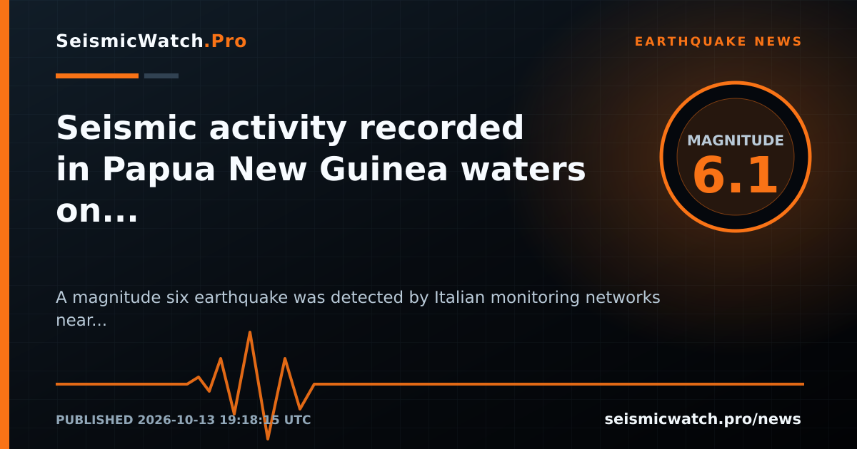 News card for Seismic activity recorded in Papua New Guinea waters on October 13, 2026