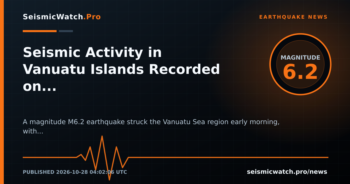 News card for Seismic Activity in Vanuatu Islands Recorded on October 28