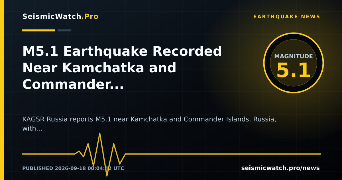 News card for M5.1 Earthquake Recorded Near Kamchatka and Commander Islands, Russia
