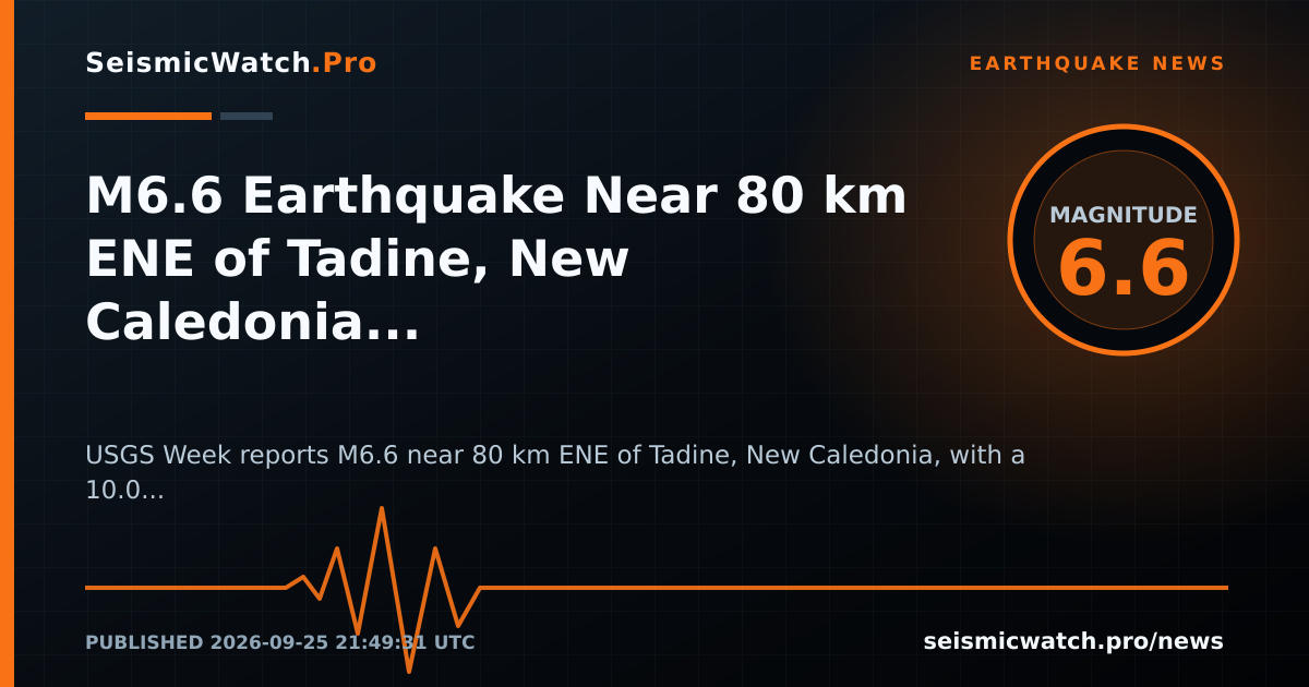 News card for M6.6 Earthquake Near 80 km ENE of Tadine, New Caledonia Draws 8 Felt Reports