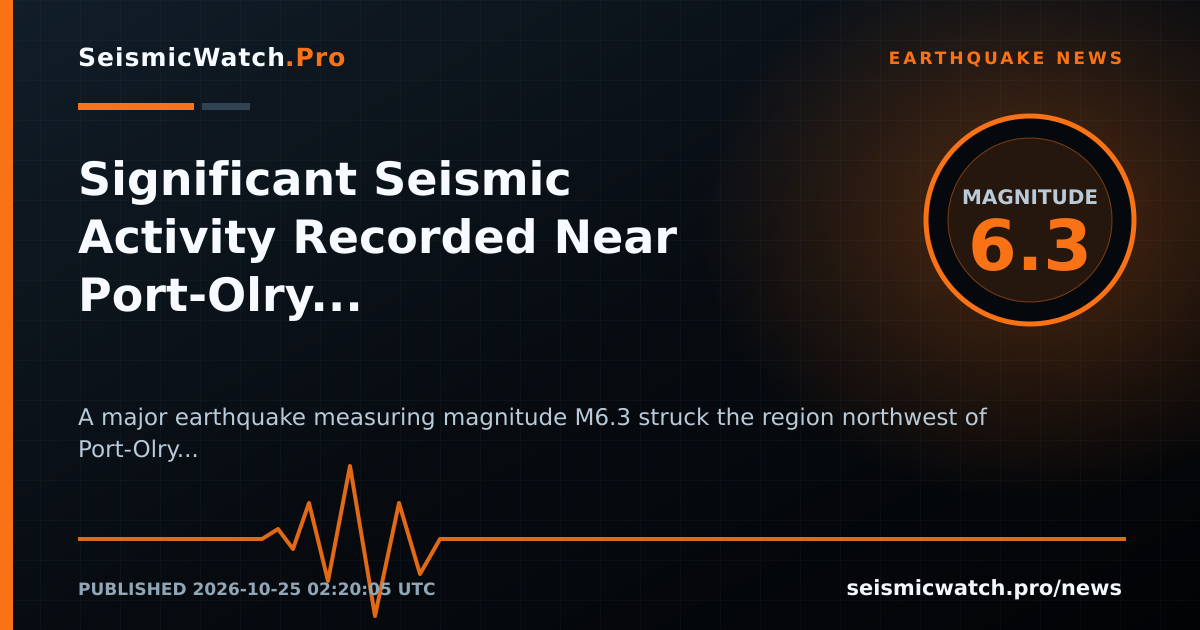 News card for Significant Seismic Activity Recorded Near Port-Olry on October 24, 2026