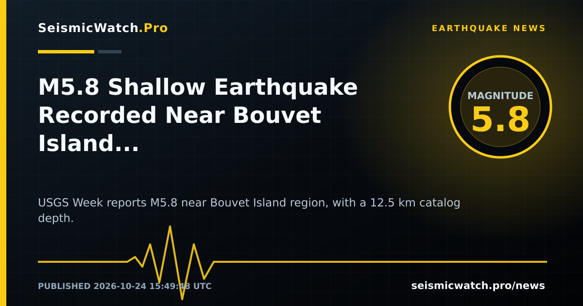 News card for M5.8 Shallow Earthquake Recorded Near Bouvet Island region