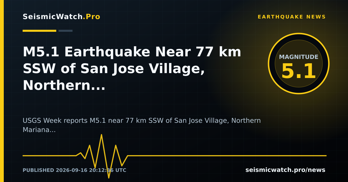 News card for M5.1 Earthquake Near 77 km SSW of San Jose Village, Northern Mariana Islands Draws 4 Felt Reports