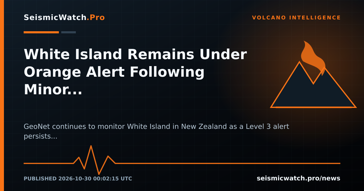 News card for White Island Remains Under Orange Alert Following Minor Eruptive Activity