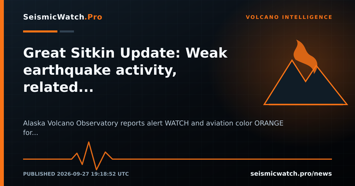 News card for Great Sitkin Update: Weak earthquake activity, related to growth of the lava dome, was observed over the past…