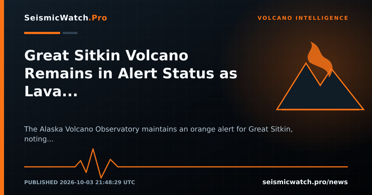 News card for Great Sitkin Volcano Remains in Alert Status as Lava Erupts Slowly