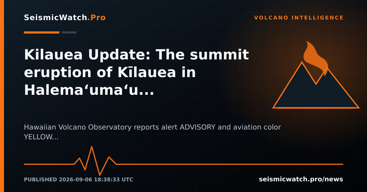 News card for Kilauea Update: The summit eruption of Kīlauea in Halemaʻumaʻu is paused.
