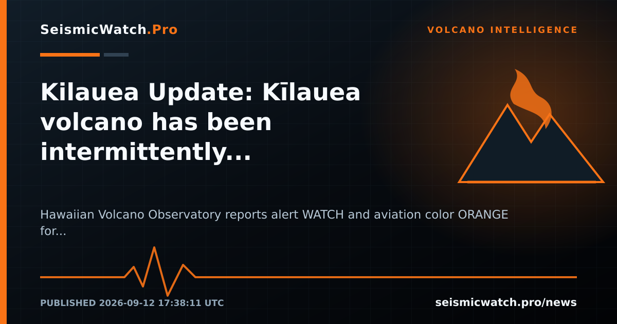 News card for Kilauea Update: Kīlauea volcano has been intermittently erupting precursory lava flows from the north vent…