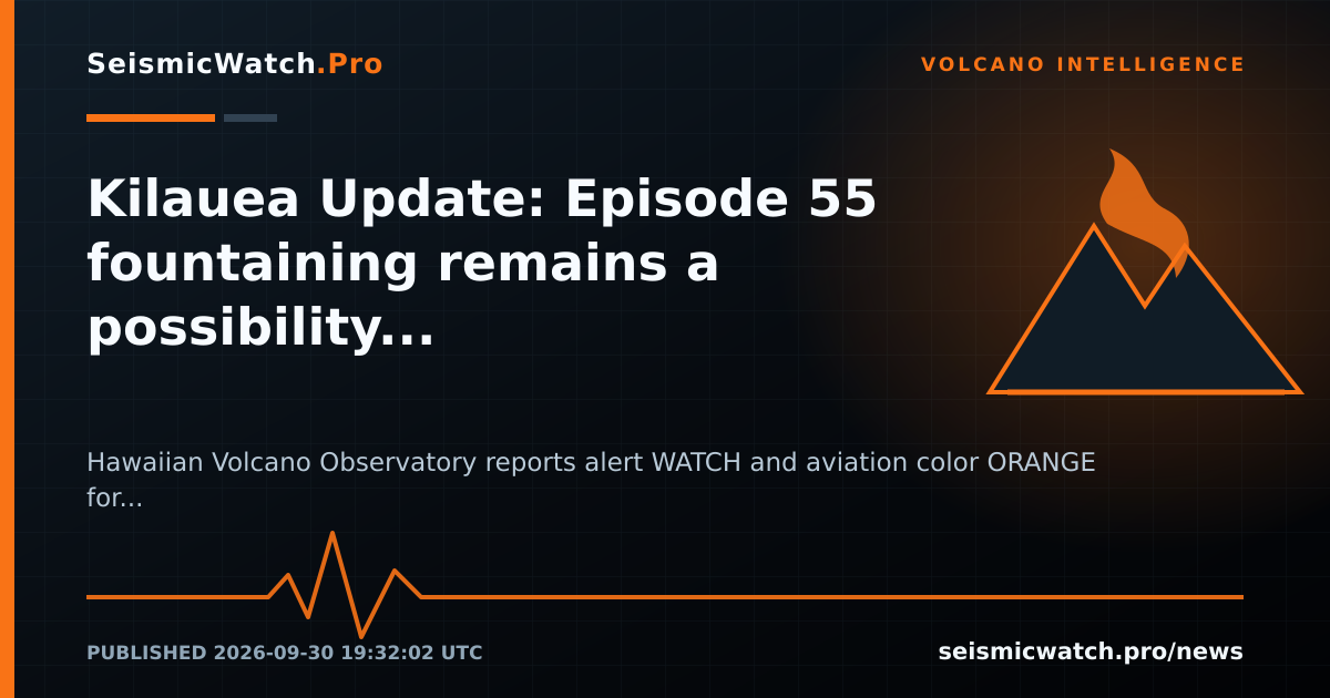 News card for Kilauea Update: Episode 55 fountaining remains a possibility during the ongoing Kīlauea summit eruption.