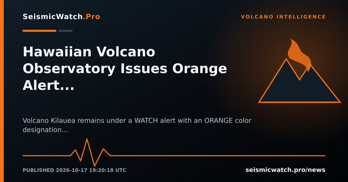 News card for Hawaiian Volcano Observatory Issues Orange Alert for Kilauea as Halemauma'u Eruption Episode Concludes