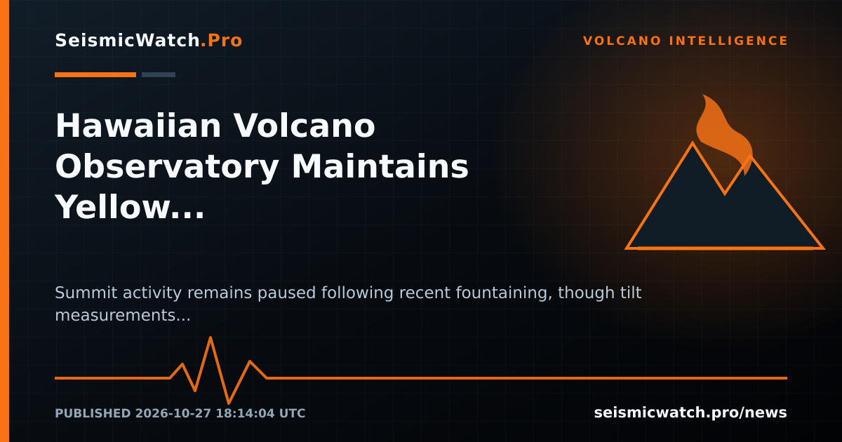 News card for Hawaiian Volcano Observatory Maintains Yellow Alert for K̫lauea Summit Eruption