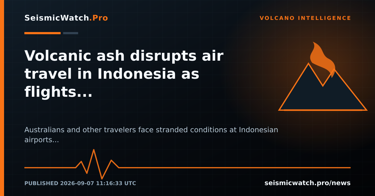 News card for Volcanic ash disrupts air travel in Indonesia as flights are cancelled
