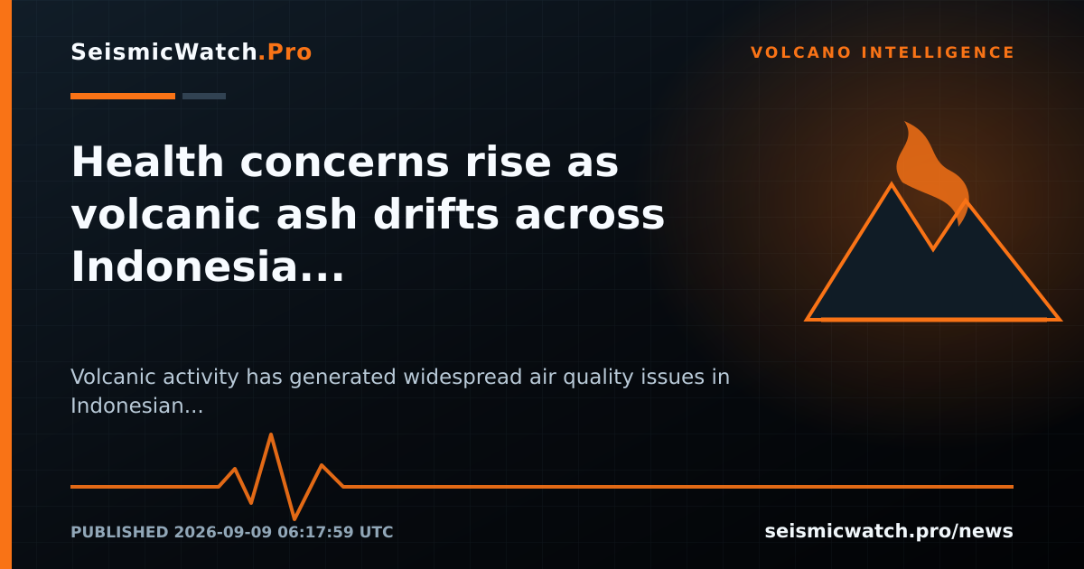 News card for Health concerns rise as volcanic ash drifts across Indonesia following eruption