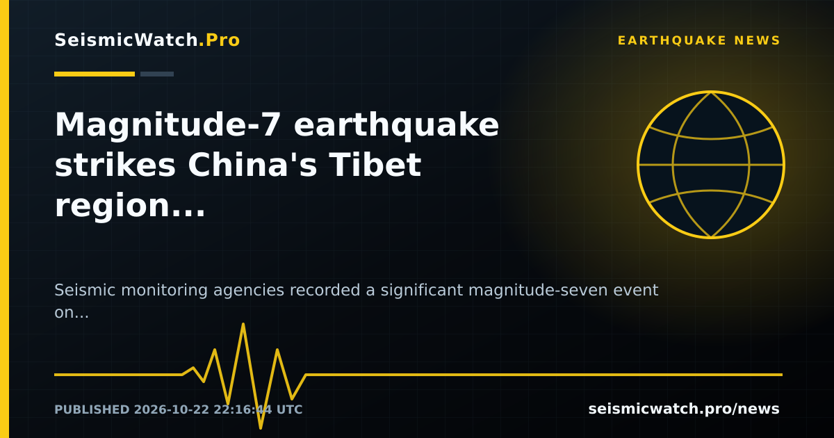 News card for Magnitude-7 earthquake strikes China's Tibet region, resulting in sixteen fatalities