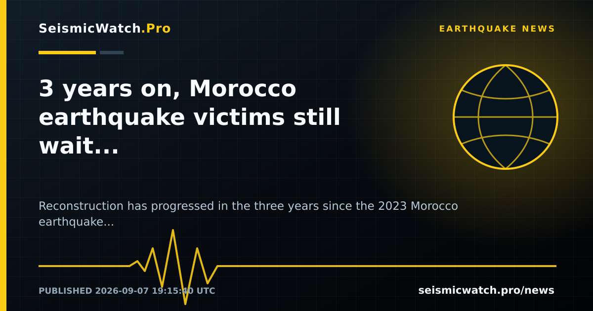 News card for 3 years on, Morocco earthquake victims still wait for help
