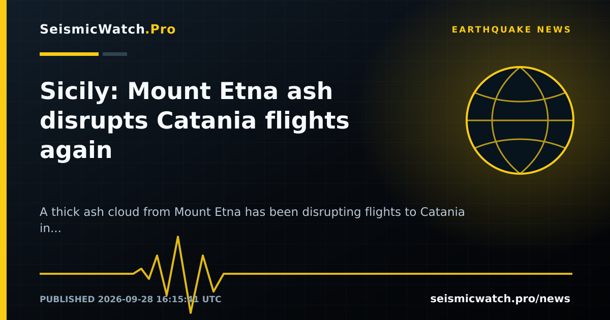 News card for Sicily: Mount Etna ash disrupts Catania flights again