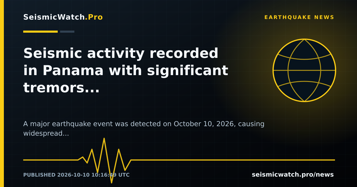 News card for Seismic activity recorded in Panama with significant tremors and structural damage