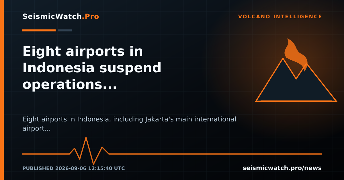 News card for Eight airports in Indonesia suspend operations after volcanic eruption