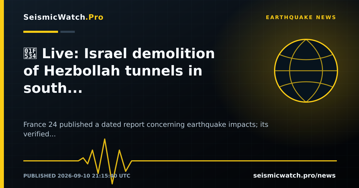 News card for 🔴 Live: Israel demolition of Hezbollah tunnels in south Lebanon caused 4.1-magnitude quake