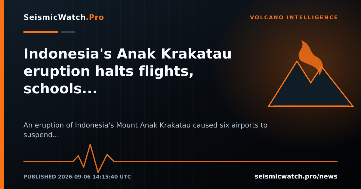 News card for Indonesia's Anak Krakatau eruption halts flights, schools, fishing