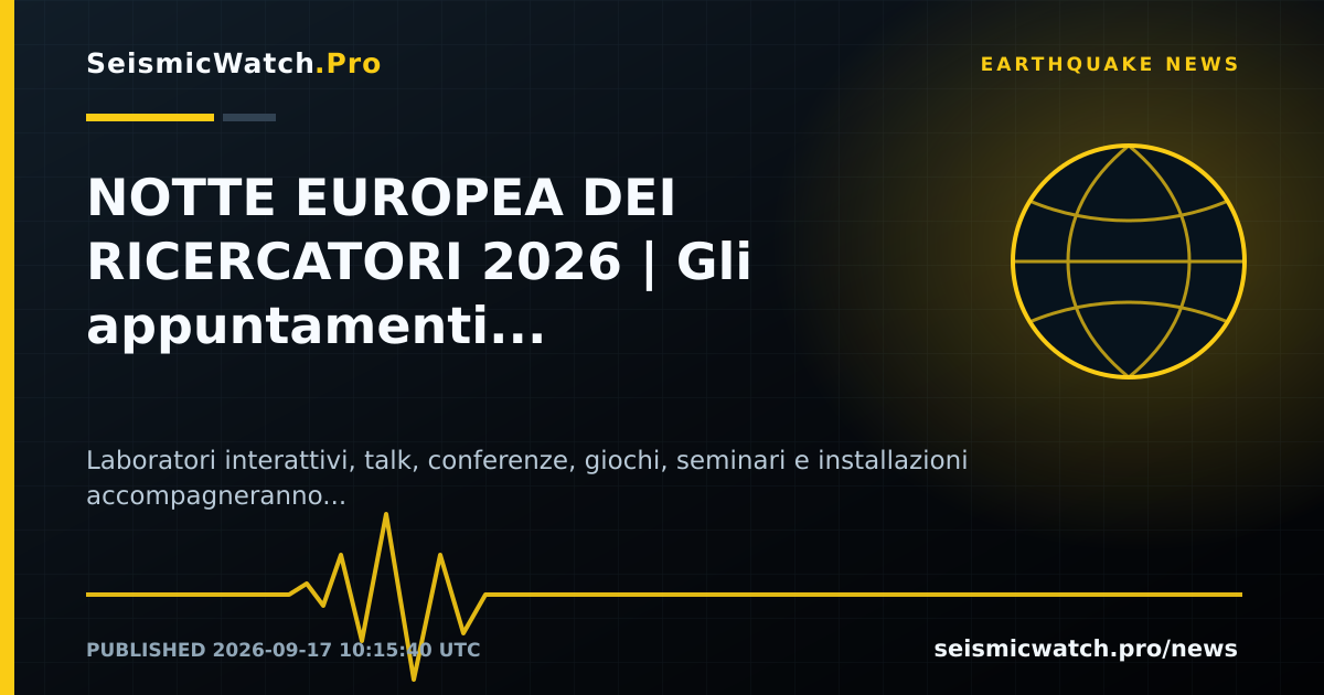 News card for NOTTE EUROPEA DEI RICERCATORI 2026 | Gli appuntamenti dell’INGV per conoscere il nostro pianeta