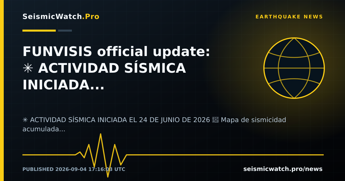News card for FUNVISIS official update: ✳️ ACTIVIDAD SÍSMICA INICIADA EL 24 DE JUNIO DE 2026