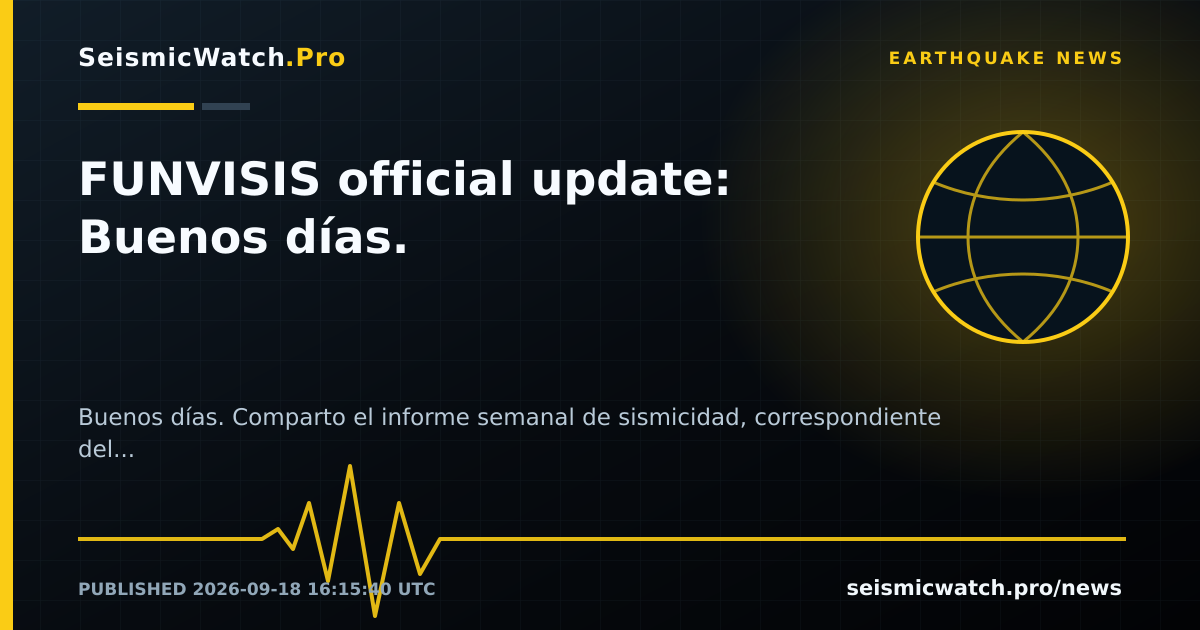 News card for FUNVISIS official update: Buenos días.