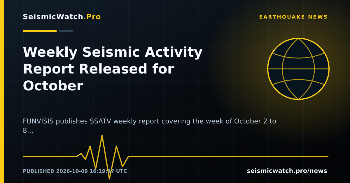 News card for Weekly Seismic Activity Report Released for October