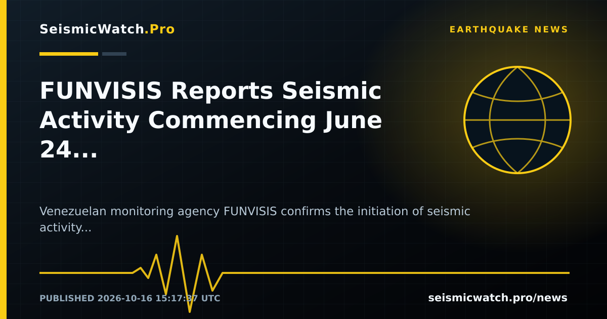 News card for FUNVISIS Reports Seismic Activity Commencing June 24, 2026