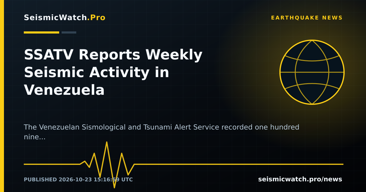 News card for SSATV Reports Weekly Seismic Activity in Venezuela