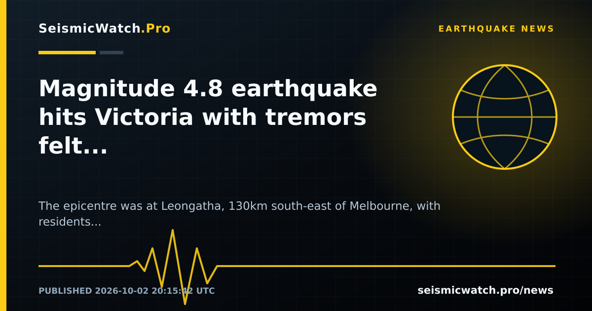 News card for Magnitude 4.8 earthquake hits Victoria with tremors felt across Melbourne