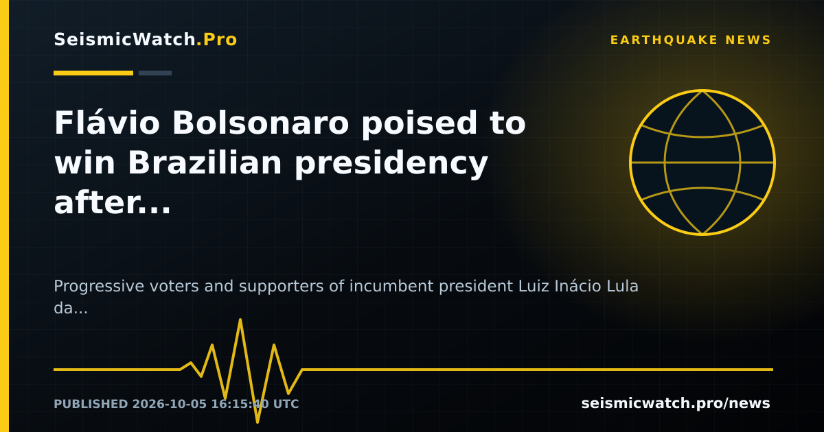 News card for Flávio Bolsonaro poised to win Brazilian presidency after shock first-round victory