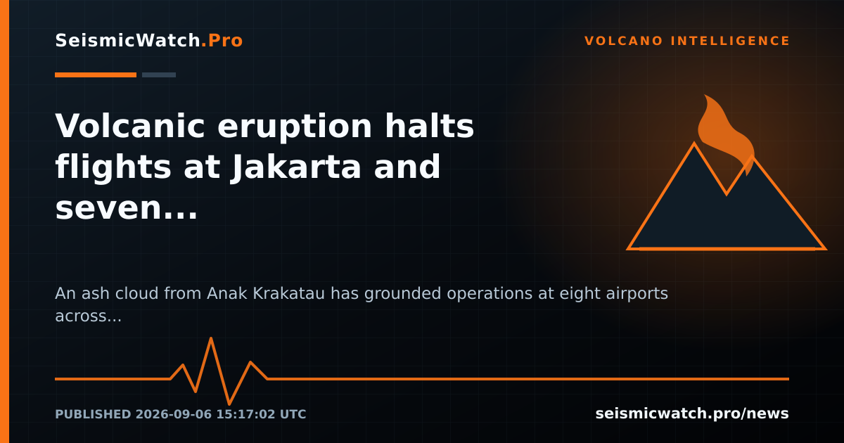 News card for Volcanic eruption halts flights at Jakarta and seven other Indonesian airports