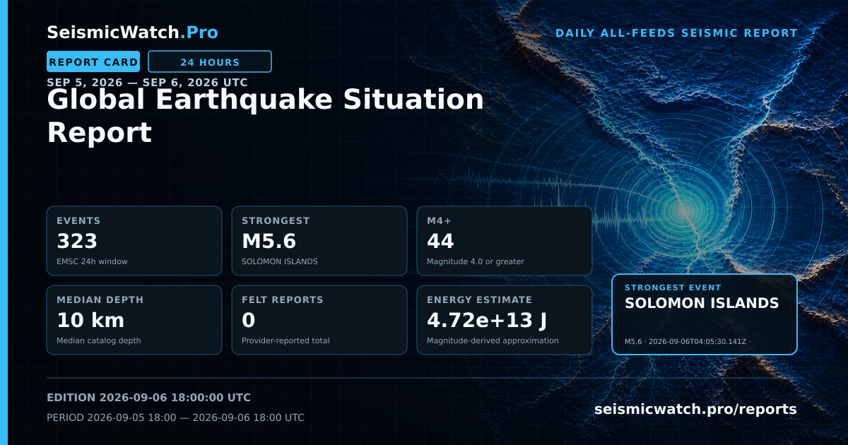 Report card for Global Earthquake Situation Report
